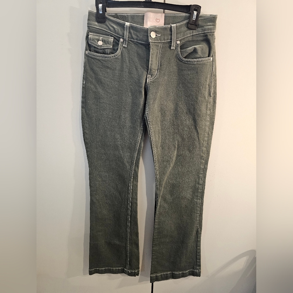 REVICE Women's Flare Jeans in Green Size 26